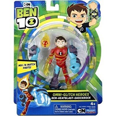 BEN 10 Aksiyon Figürleri  S1 W13 Omniglitch Ben-Headblast-Shockrock