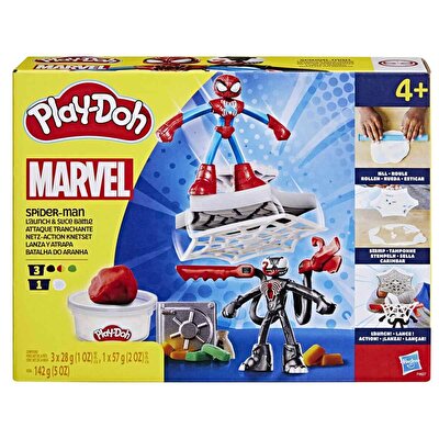 Play Doh Marvel Spider Man Fırlatma ve Dilimle Savaşı Oyun Hamuru Seti F9827