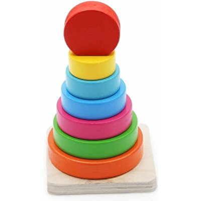 Ahşap Oyuncak Gökkuşağı Yuvarlak Denge Kule