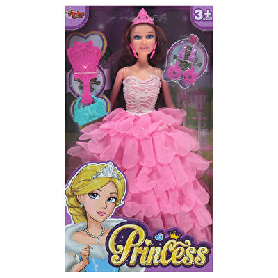 Aksesuarlı Pembe Elbi̇seli̇ Prenses Bebek
