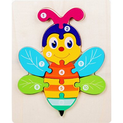 Ahşap Renkli Arı Sayı Puzzle