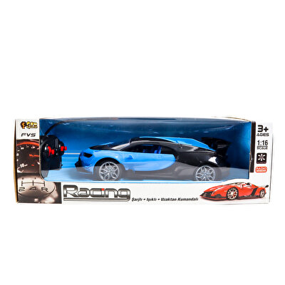 1:16 Ölçekli Uzaktan Kumandalı Şarjlı Bugatti Chiron Mavi-Siyah