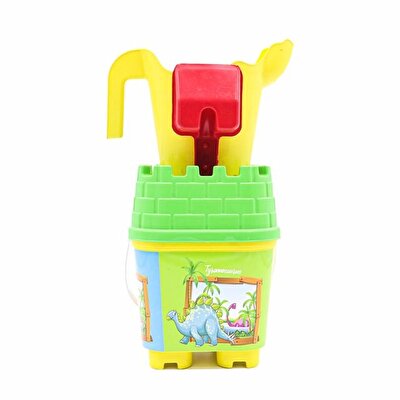 Resimli Yeşil Kapaklı Sarı Suluklu Kale Kova Seti