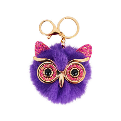 Baykuş Peluş Anahtarlık Mor