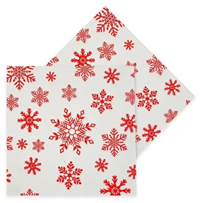 Yılbaşı Kar Taneli Desenli 16'lı Peçete