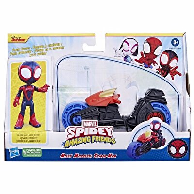 Spider And His Amazing Friends Motosiklet ve Figür Miles Morales Spider Man  F7460