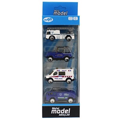 Dörtlü Die-Cast Polis Seti