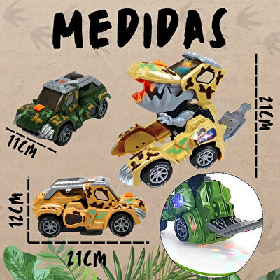 Pilli Işıklı ve Sesli Duman Efektli Dinozor Araba Seti