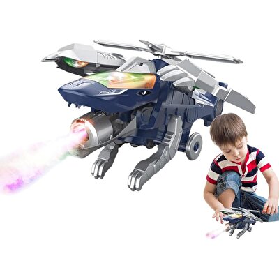 Dinozora Dönüşen Işıklı ve Sesli Helikopter