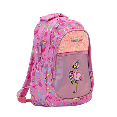 Kaukko Kids Love Aynalı & Taşlı Flamingo Sırt Çantası