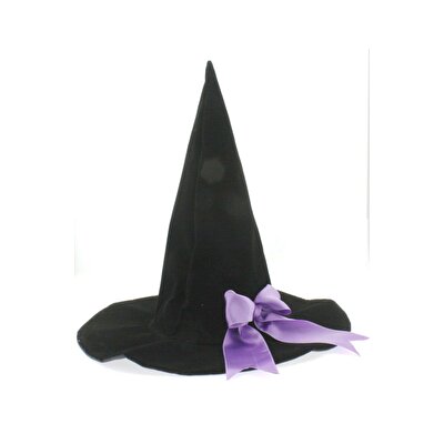 Mor Siyah Çizgili Cadı Kostüm Yeni 7-9 Yaş