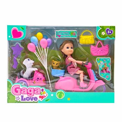 Gaga Love ve Köpeği Motosiklet Gezisi Pembe