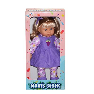 Maviş Bebek Mor Çiçekli Elbiseli 42 Cm