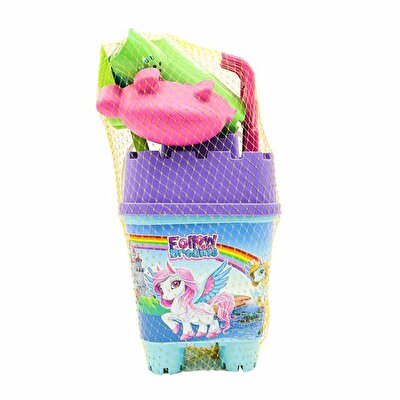 Resimli Mor Kapaklı Full Parçalı Yeşil Suluklu Dev Kova Seti 1029