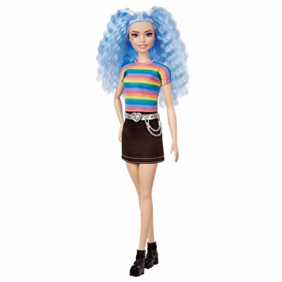Barbie Fashionastas Büyüleyici Parti Bebekleri Siyah Etekli Mavi Saçlı GRB61