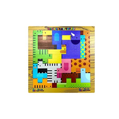 Eğitici Ahşap Oyuncak Hayvanlar Animals Puzzle Tetris