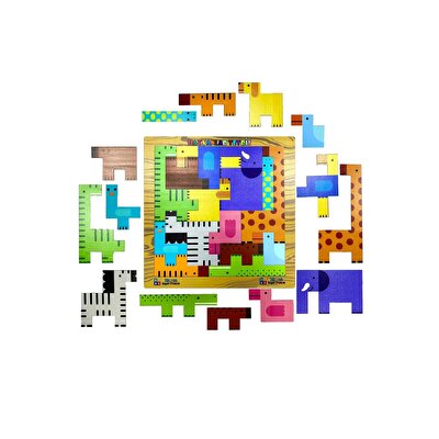 Eğitici Ahşap Oyuncak Hayvanlar Animals Puzzle Tetris