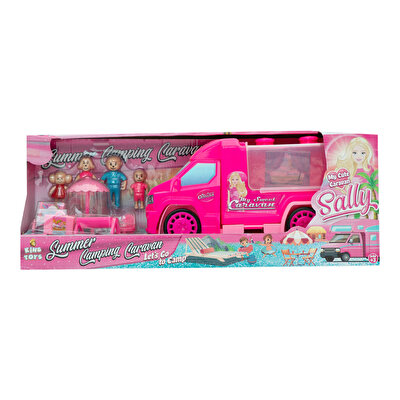 Sally Karavan Kamp Seri̇si̇ Fi̇gürlü Oyun Seti̇ Koyu Pembe