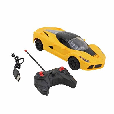 1:16 Ferrari USB Şarjlı Işıklı Uzaktan Kumandalı Sarı Araba