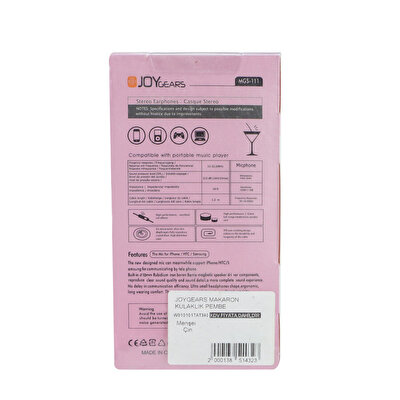 Joygears Makaron Kulaklık Pembe
