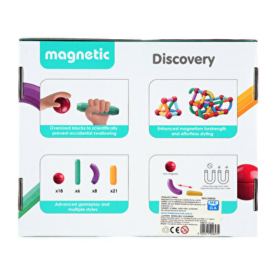 Manyetik Renkli Yapı Çubuklar 53 Parça