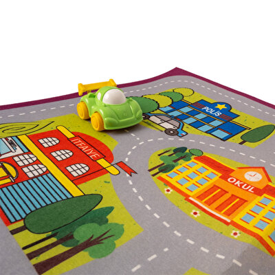 Afacan Arabalar ve Oyun Halısı Yeşil ve Mavi Araba