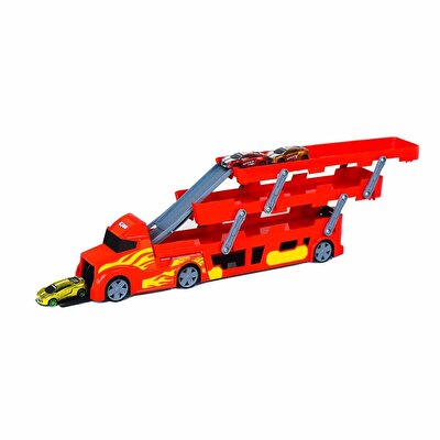 3 Katlı 3 Araçlı Kırmızı Transporter Oyun Seti