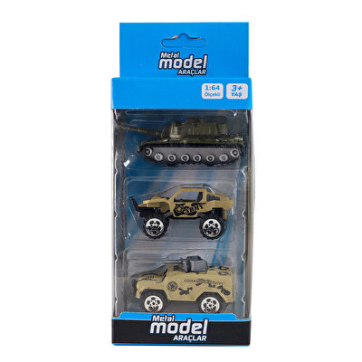Mega Üçlü Die-Cast Araçlar Tank-Buggy-Humvee