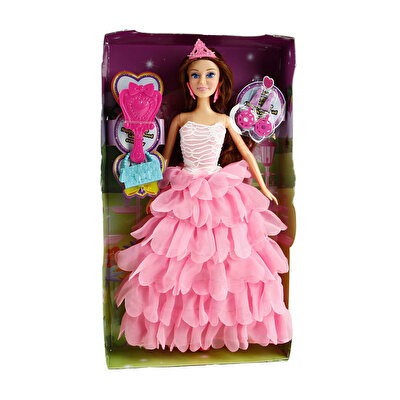Aksesuarlı Pembe Elbi̇seli̇ Prenses Bebek