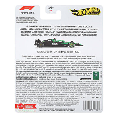 Hot Wheels Premium Formula 1 Yarış Arabası Kick Sauber 2026 JKD84