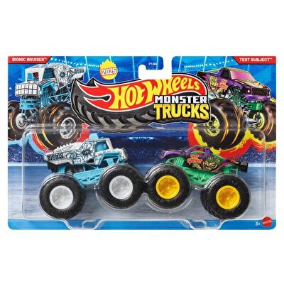 Hot Wheels Monster Trucks Güçlü İkili 1:64 Arabalar Bionic Bruiser ve Test Subject JCC68