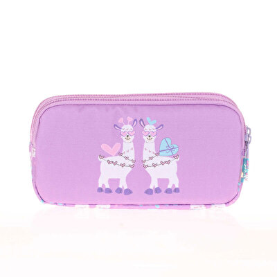 Kaukko Kids&Love Aynalı Taşlı Lamalı 3 Bölmeli̇ Kalemlik Çantası