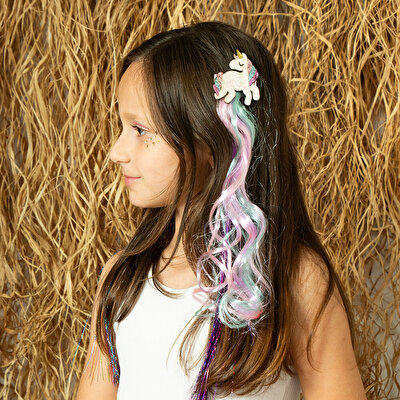 Lukky Unicorn Klipsli Mavi/Pembe Saç Tokası 35 Cm