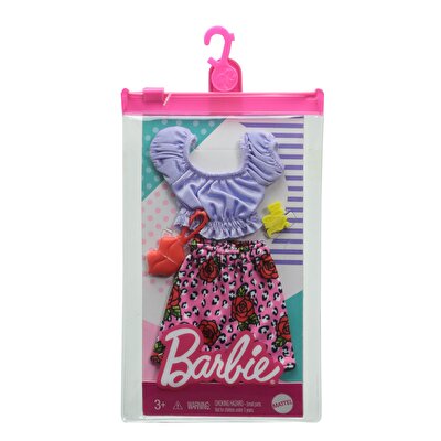 Barbie'nin Kıyafet Koleksiyonu Mor Üst Güllü Etek GRB96