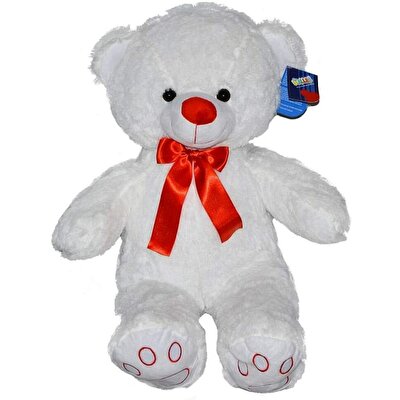 Papyonlu Peluş Ayı Beyaz 75 cm.