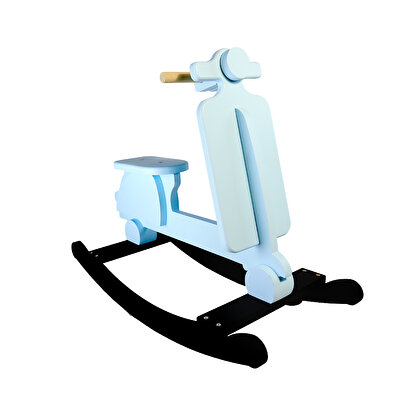 Boyalı Ahşap Sallanan Motor