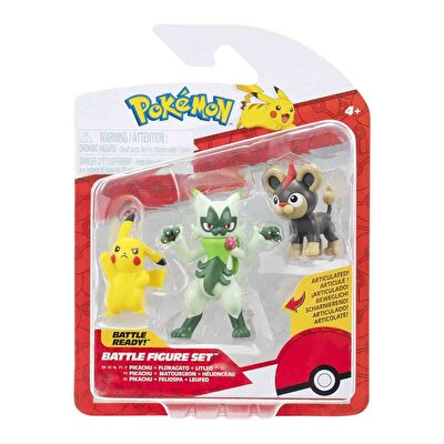 Pokemon Battle 3'lü Fi̇gür Seti̇ Pikachu Floragato Litleo