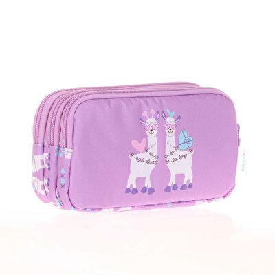 Kaukko Kids&Love Aynalı Taşlı Lamalı 3 Bölmeli̇ Kalemlik Çantası
