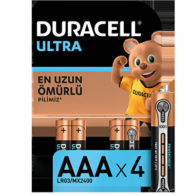 Duracell Ultra AAA 4´lü İnce Kalem Pil