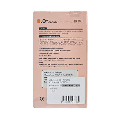 Joygears Tavşan Kulaklık Somon