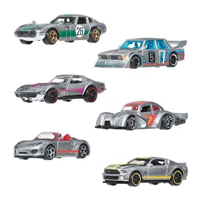 Hot Wheels Silver Zamac Temalı 6'lı Paket Arabalar JLB26
