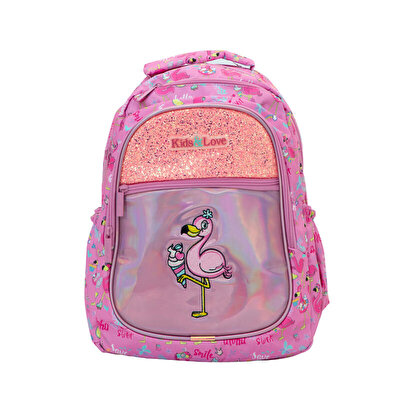 Kaukko Kids Love Aynalı & Taşlı Flamingo Sırt Çantası