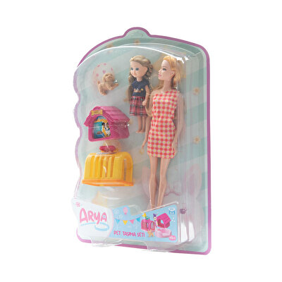 Arya Pet Taşıma Seti Kare Desen Elbiseli