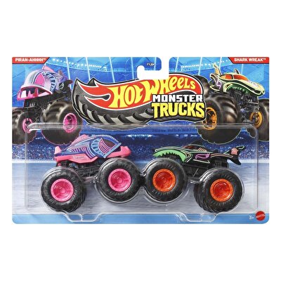 Hot Wheels Monster Trucks Güçlü İkili 1:64 Arabalar Piran-Ahhhh & Shark Wreak JLV82