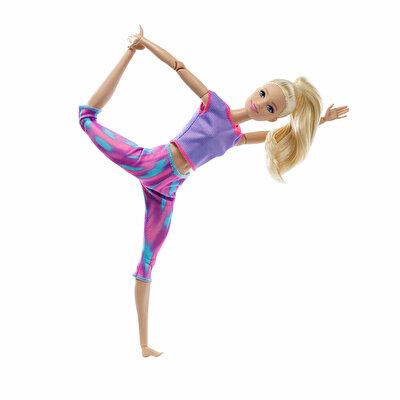 Barbie Sonsuz Hareket Bebeği Mor Renkli Spor Kıyafeti ile Sarışın GXF04
