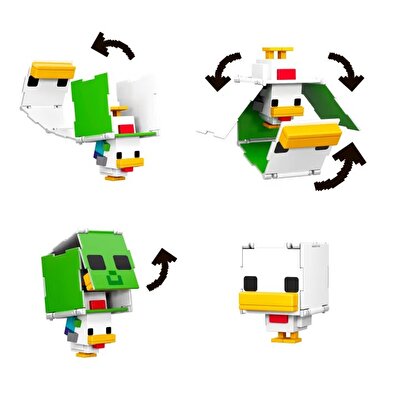 Minecraft Flipping 2'si 1 Arada Figür Zombie Chicken Jockey + Chicken JPN14