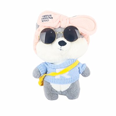 Gözlüklü Yavruağzı Bandanalı Mavi Kazaklı Peluş