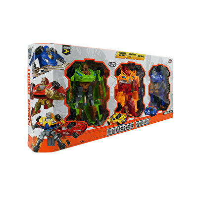 3'lü Büyük Dönüşebilen Robotlar Yeşil Sarı Mavi