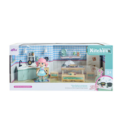 Mini Dünya Sesli Mutfak Seti Pembe Saçlı
