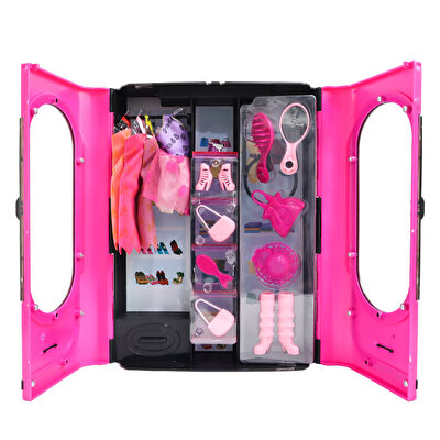 Anlily Elbise Dolabı Bebekli Koyu Pembe